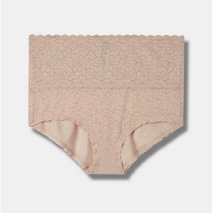4 Way Stretch Lace High-Rise Brief Panty- New- Size 2 beige